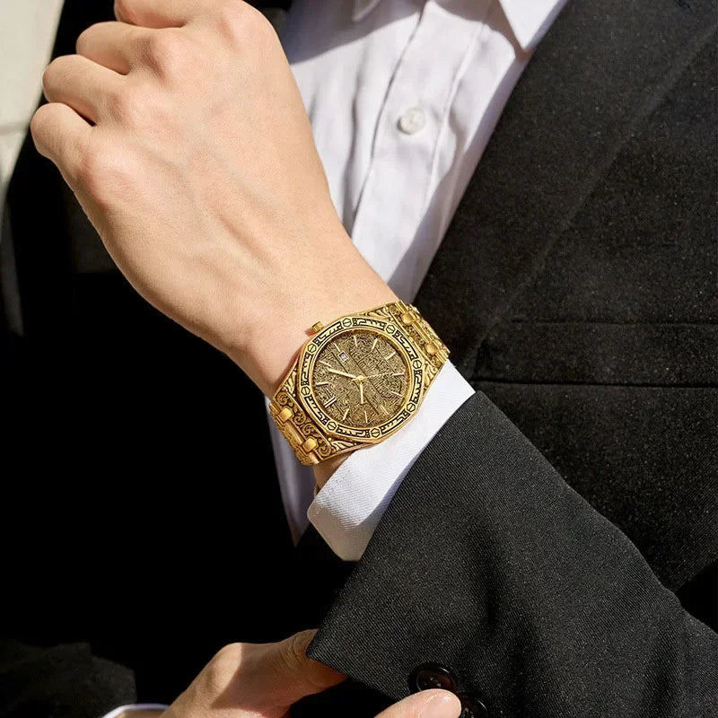 Nya lyxiga herrklockor mode herrklocka i rostfritt stål kalenderkvarts armbandsur affärsklockor herrklocka relogio masculino