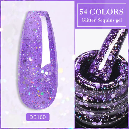 7ml Champagne Guld Silver Reflekterande Nagelgellack Glittrande Skinande Glitter Rosa Röd Nageltillbehör Semi-permanent Gellack