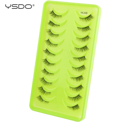 YSDO Halvögonfransar 3/10 par Naturliga Hela Lösögonfransar 3D-Fransar Kattögonfransar Lösögonfransförlängning Faux Cils Makeupverktyg