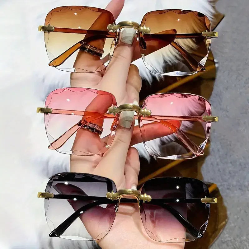 3 st fyrkantiga ramlösa solglasögon för kvinnor lyxmärkesdesigner sommar röda glasögon mode solglasögon för män UV400-nyanser oculos