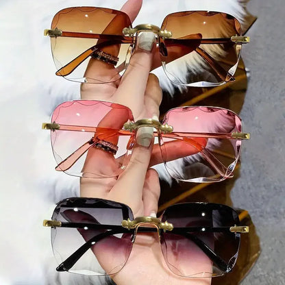 3 st fyrkantiga ramlösa solglasögon för kvinnor lyxmärkesdesigner sommar röda glasögon mode solglasögon för män UV400-nyanser oculos