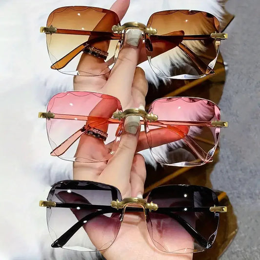 3 st fyrkantiga ramlösa solglasögon för kvinnor lyxmärkesdesigner sommar röda glasögon mode solglasögon för män UV400-nyanser oculos