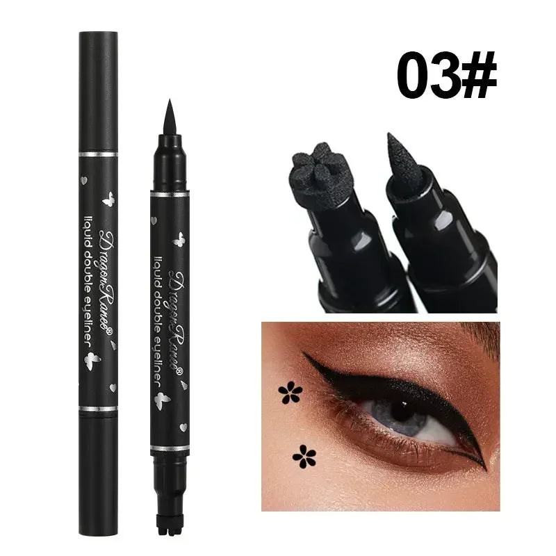 Svart eyelinerpenna Dubbelhövdad stjärnsigill Fjäril Månstämpel Varaktig vattentät flytande eyelinerpenna Ögonmakeup Kosmetika