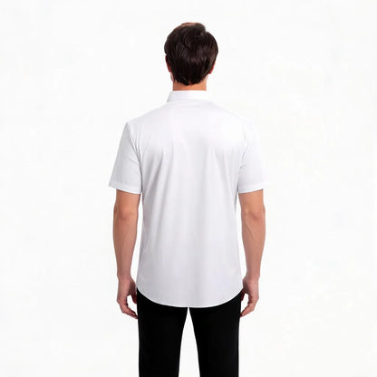 Herr Sommarskjorta för Business Kortärmad Stretchtyg Svart Utan Fickor Slim Fit Herrskjorta i Social Stil Hög Kvalitet 5XL