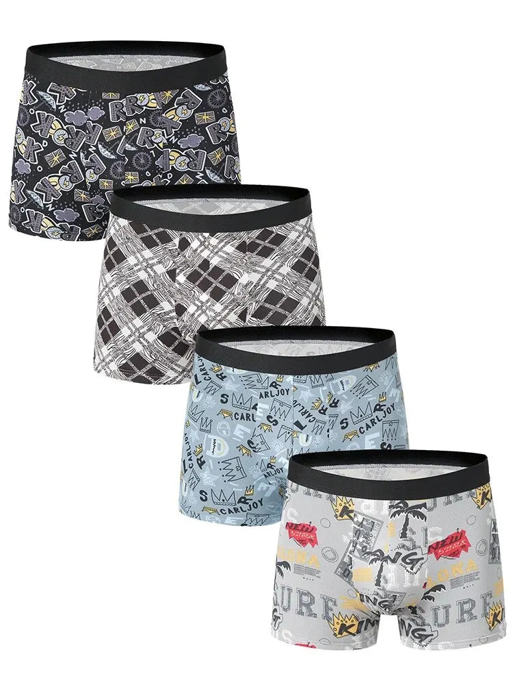 4 stycken stor storlek 125 kg vikt kan bära HERR tryckta underkläder sexiga unga HERRunderkläder medelålders feta HERR shorts.