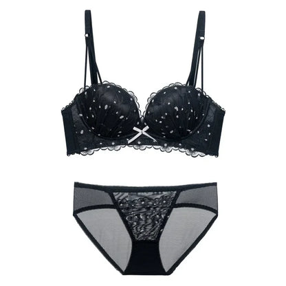 Designer fransk spets-BH - Lätt lyxig bygelfri push-up, anti-slapp broderad bralette för kvinnor eleganta vinterunderkläder