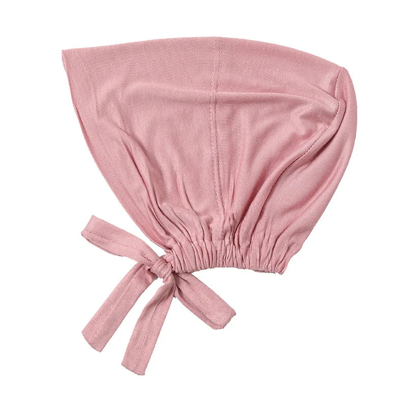 Muslimska Kvinnor Inner Hijab Mössor Stretch Justerbar Elastisk Bonnet Knytband Jersey Kvinnlig Huvudbonad Turbante Mujer