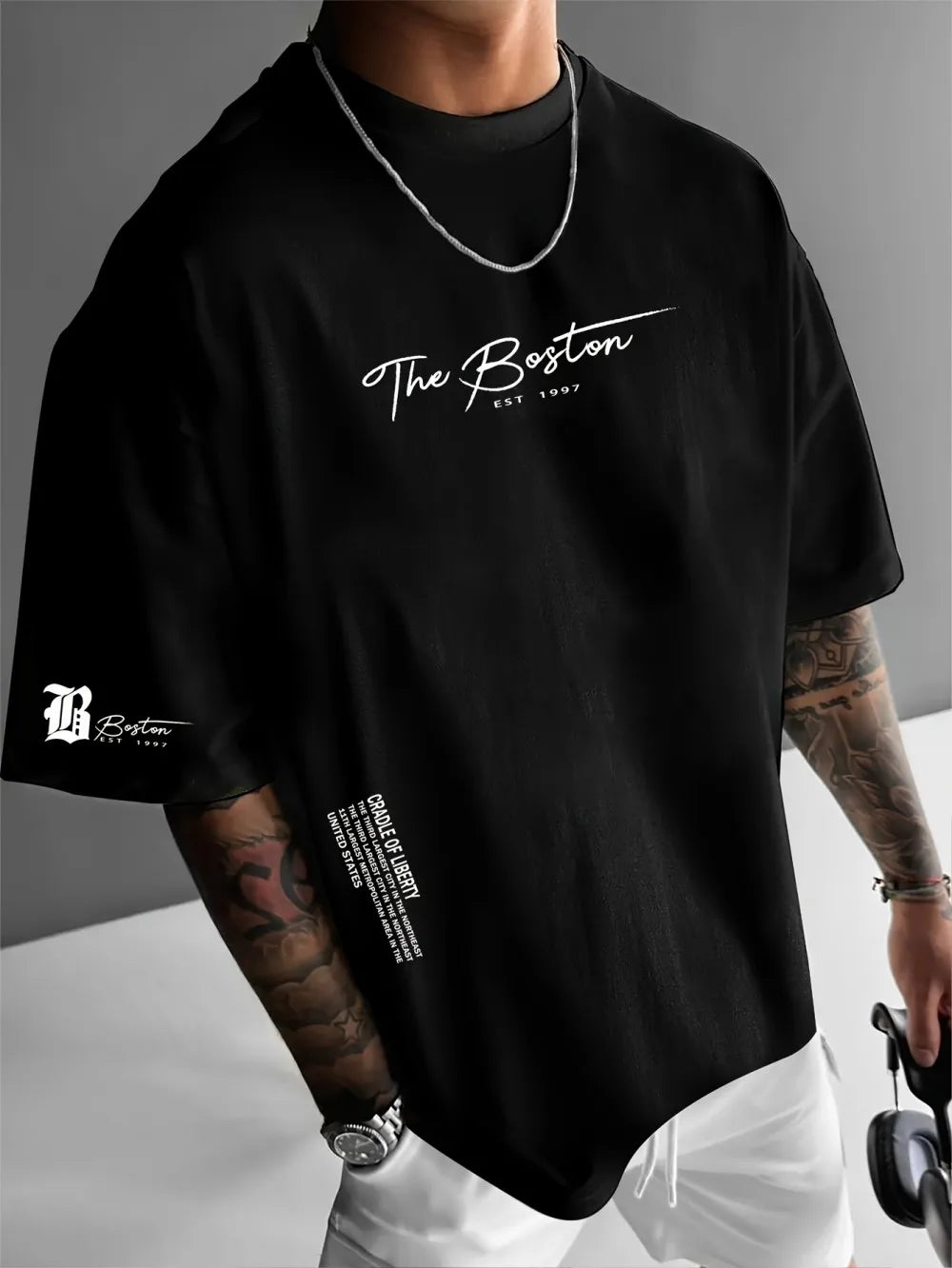 2026 Sommar Ny Herr T-shirt med 3D-bokstävermönster Tryck Gatu Casual Mode Bekväm Mjuk Andningsbar