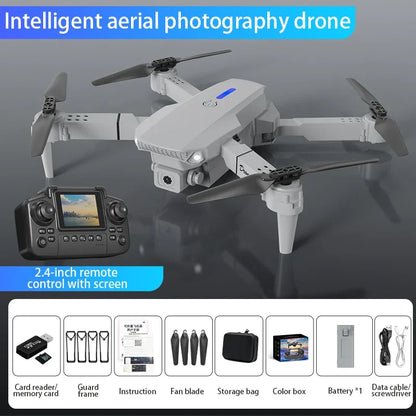 E99 Pro Drönare med 8K HD-kamera Fjärrstyrd Quadcopter Fyraxlad Flygplan Höjdhållning GPS Flygleksak för Flygfotografering