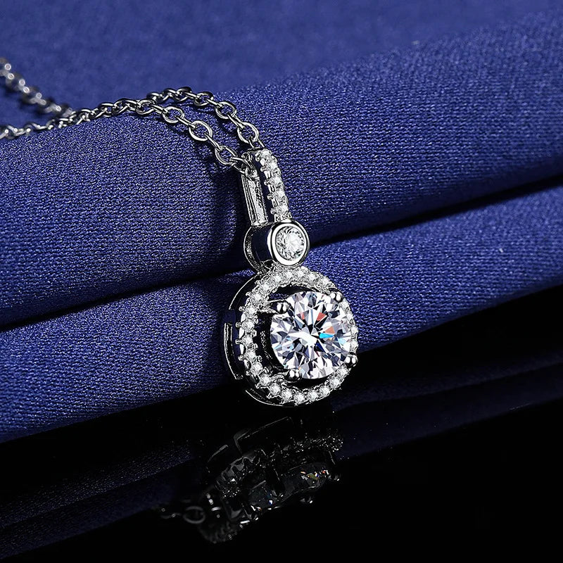 Halsband för kvinnor sterling S925 silver med vitguldpläterad labbdiamant smycken bröllopshänge Zircom