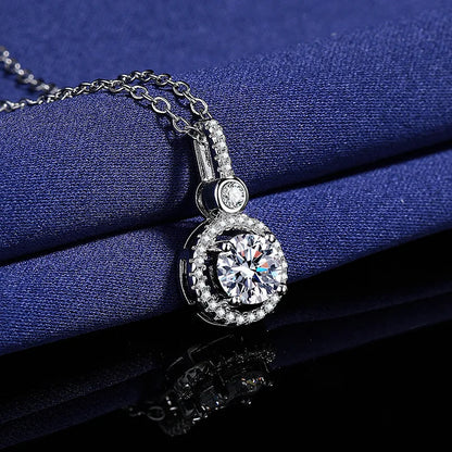 Halsband för kvinnor sterling S925 silver med vitguldpläterad labbdiamant smycken bröllopshänge Zircom