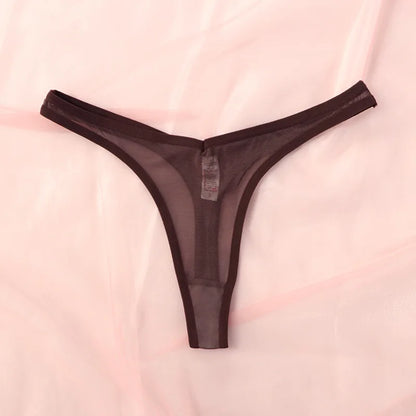 Sömlösa stringtrosor för kvinnor, små tangas, sexiga stringtrosor, genomskinliga nätsträngar, mjuka T-back-underkläder, Tangalar T-trosor