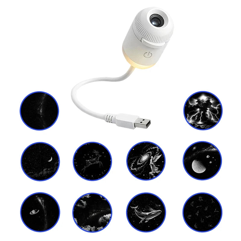 Mini Starry Sky Projektorlampa USB Bärbar Galax Nattlampa För Sovrum Sömn Atmosfär Dekor Gåva