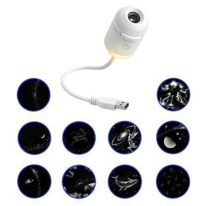Mini Starry Sky Projektorlampa USB Bärbar Galax Nattlampa För Sovrum Sömn Atmosfär Dekor Gåva