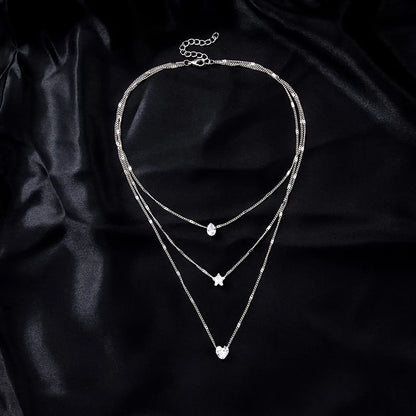 Trendigt zirkonhängehalsband för kvinnor flerskiktskedja choker mode kvinnlig fest glänsande smycken present
