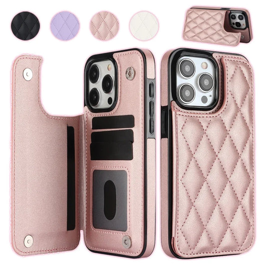 Kortfack Flip Läderfodral För iPhone 16e 15 Pro Max 14 13 12 11 SE 3 2 XS XR 8 7 Plus Plånbok Dubbelknapp Litet Doftande Vind