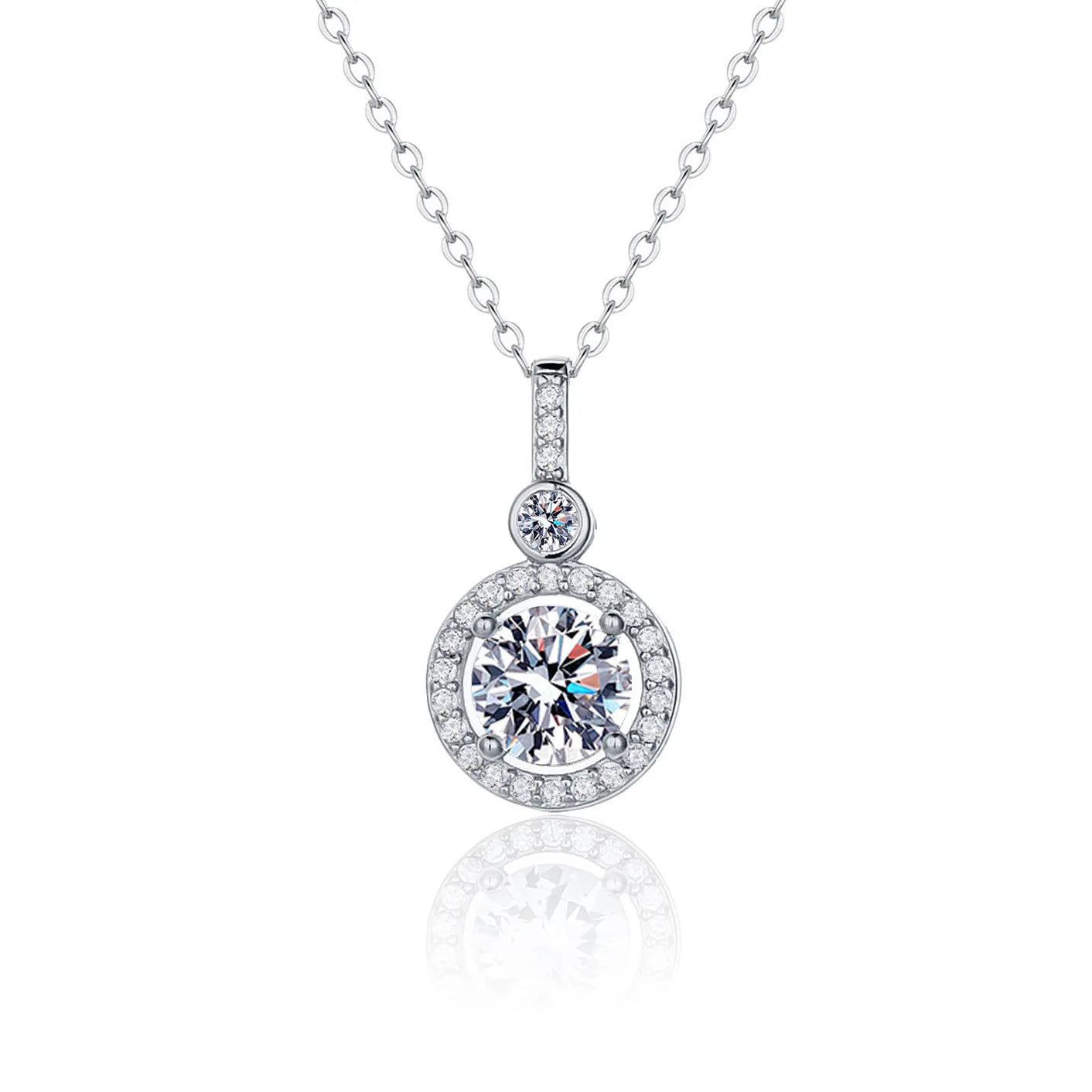 Halsband för kvinnor sterling S925 silver med vitguldpläterad labbdiamant smycken bröllopshänge Zircom