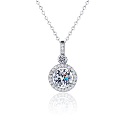 Halsband för kvinnor sterling S925 silver med vitguldpläterad labbdiamant smycken bröllopshänge Zircom