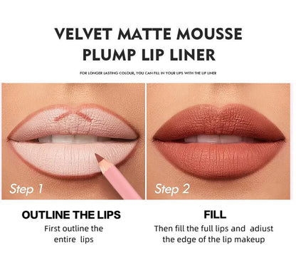 Läppstift Läppenna Set Matt Sammet Läppenna Kontur Makeup Sexigt Rött Läppstift Långvarigt Skönhetsmedel
