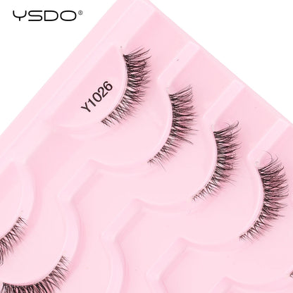 YSDO Fox Eye fransar 3/10 par fransar 3D mink naturliga fransar mjuka kattögonfransar förlängning fluffiga fransar smink halva ögonfransar