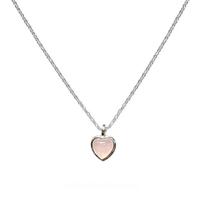 Nytt sött charm 925 sterlingsilver rosa hjärta kristallhänge halsband för kvinnor flickor nyckelbenskedja smycken accessoarer gåva