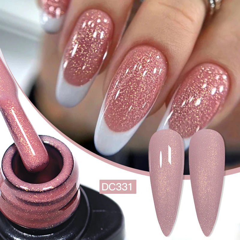 7ml Champagne Guld Silver Reflekterande Nagelgellack Glittrande Skinande Glitter Rosa Röd Nageltillbehör Semi-permanent Gellack