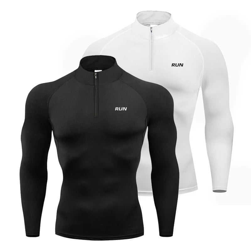 Löpar-T-shirts Herr Kompression Långärmade Sport Polotröjor Träning & Motion Gym Fitness Snabbtorkande Sportkläder