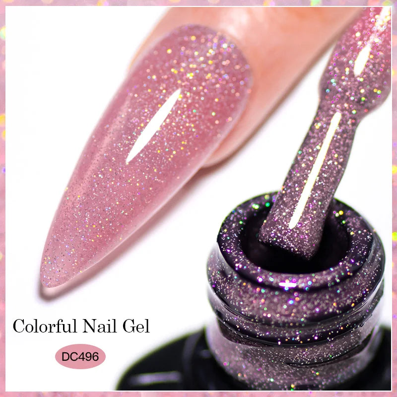 7ml Champagne Guld Silver Reflekterande Nagelgellack Glittrande Skinande Glitter Rosa Röd Nageltillbehör Semi-permanent Gellack