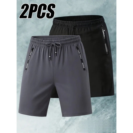 Sommar Herr 2-pack Herr Utomhussport Issiden Snabbtorkande Shorts Gym Löpning Tunn Version Tennis Sweatsuit Strand Herrshorts