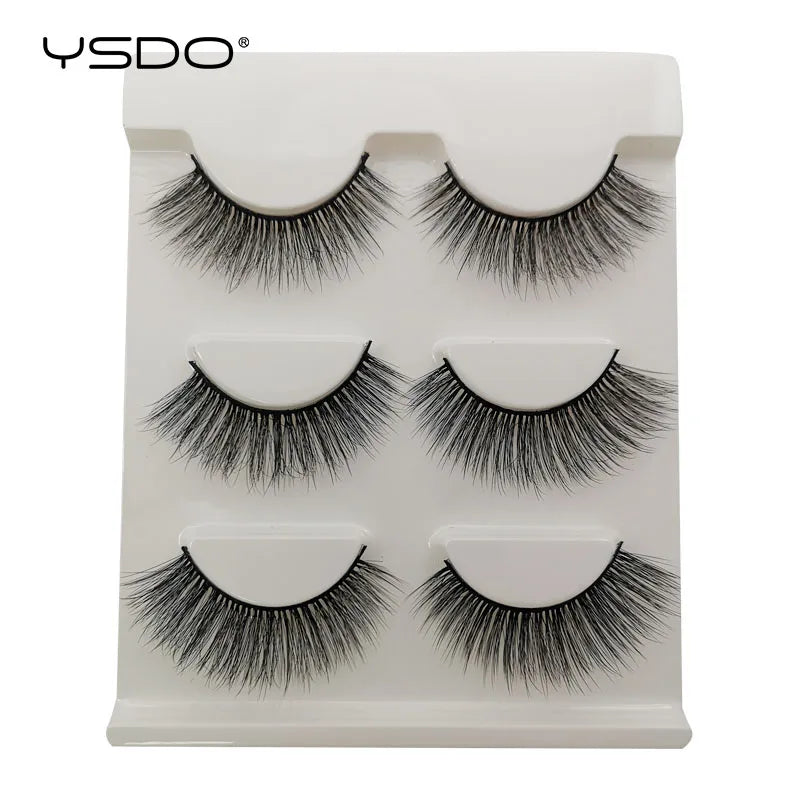 YSDO Fox Eye fransar 3/10 par fransar 3D mink naturliga fransar mjuka kattögonfransar förlängning fluffiga fransar smink halva ögonfransar