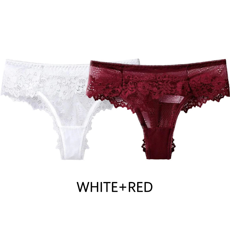 Meet’r Dam 2 st. trosor Sexiga frestelse spetsunderkläder G-stringtrosor Intima trosor Thongs Damtrosor med låg midja och T-rygg