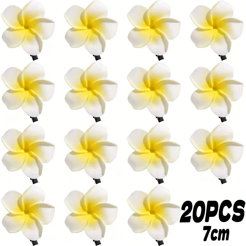 2/20 st strandhårspännen 6/7 cm frangipani för flygiga hårstrån, fräsch sommarlook, realistiska blomsterdesigner för kvinnor