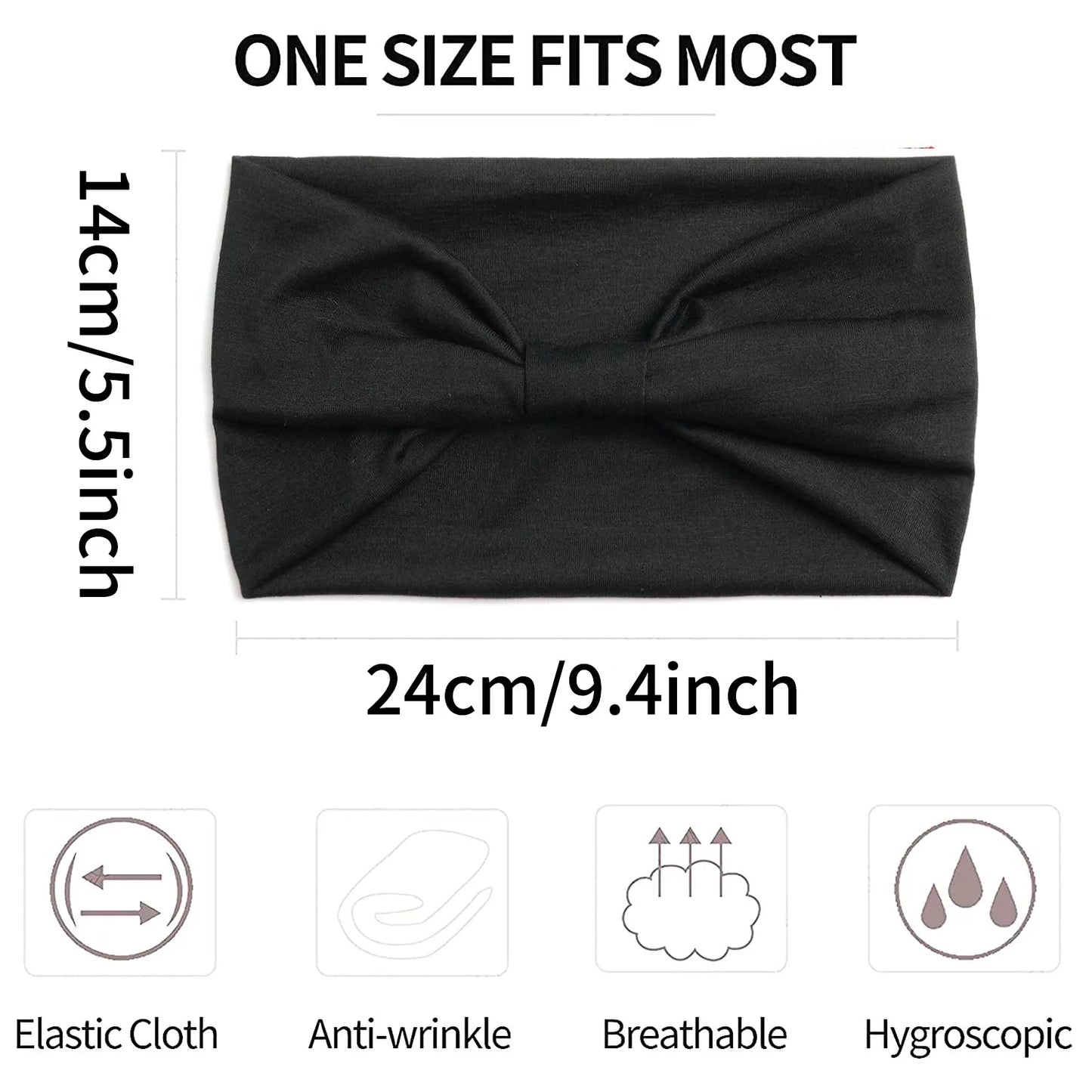 Mode Enfärgad Bred kant Bomullsyoga absorberar svett Dam Flickor Pannband Huvudbonad Turban Bandage Håraccessoarer Huvudbonader
