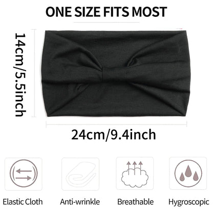 Mode Enfärgad Bred kant Bomullsyoga absorberar svett Dam Flickor Pannband Huvudbonad Turban Bandage Håraccessoarer Huvudbonader