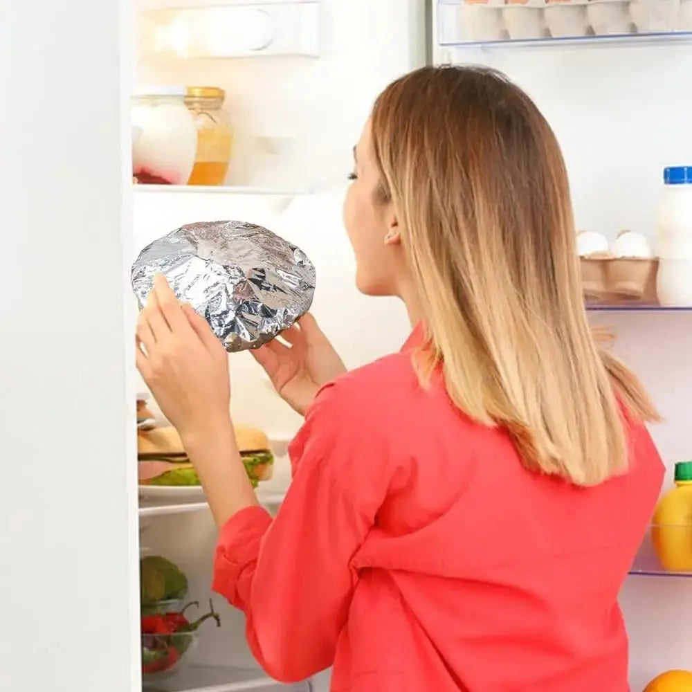 Enkelt och snabbt lock, återanvändbart, flera storlekar, aluminiumfolie, matlock, miljövänliga lock för skålar och tallrikar, ingen kladd, hemmabruk