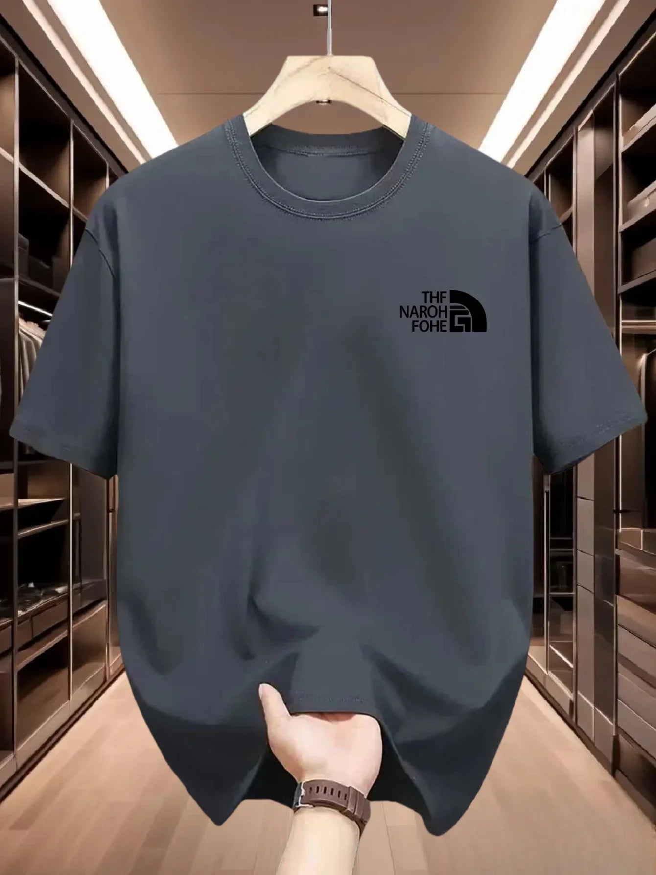 Sommar 100 % bomull herr enfärgad T-shirt Enkelt mönster tryck Bekväm mjuk andningsbar tyg Lämplig för vardagsbruk