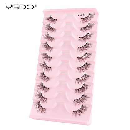 YSDO Fox Eye fransar 3/10 par fransar 3D mink naturliga fransar mjuka kattögonfransar förlängning fluffiga fransar smink halva ögonfransar